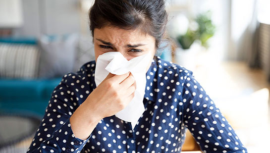 Woman with allergies before chiropractic treatment from San Ramon chiropractor